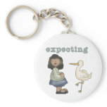 Expecting - African American Mom to Be and Stork Key Chains