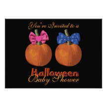 Expecting Twins Halloween Baby Shower Invitations