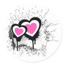 Exploding Hearts Emo Alternative Grunge Rock Punk Round Stickers