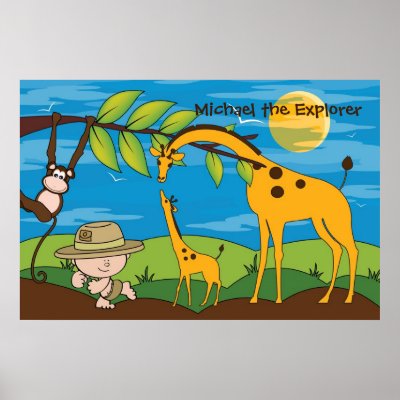 Explorer on a Jungle Safari Kids Room Decor Poster by mistyqe