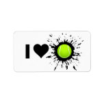 Explosive I Love Tennis Personalized Address Label