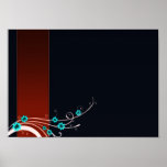 Expressive Aqua blossom and stylish swirls Poster