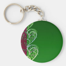 Expressive Greenish swirls and leaves Keychains