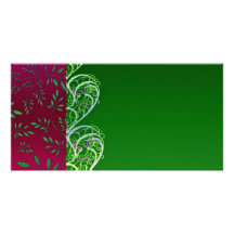 Expressive Greenish swirls and leaves Customized Photo Card