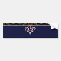Expressive maroon damask pattern bumper stickers