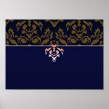 Expressive maroon damask pattern posters