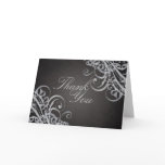 Exquisite Baroque Black Scroll Thank You Card