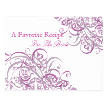 Exquisite Baroque Pink Bridal Shower Recipe Card Post Card