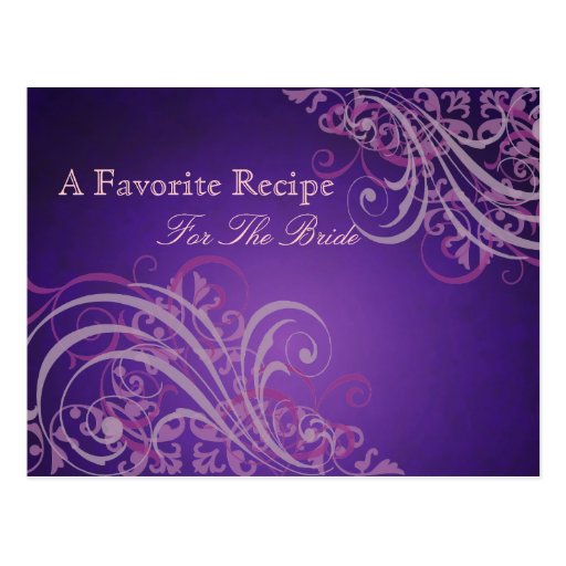 Exquisite Baroque Pink Bridal Shower Recipe Card Postcard