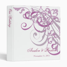 Exquisite Baroque Pink Scroll White Wedding Binder