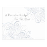 Exquisite Baroque Silver Bridal Shower Recipe Card Postcard