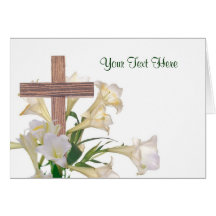 Exquisite! Easter Lilies & Wooden Cross Card
