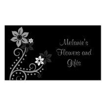 Exquisite Flowers Business Card, Grey