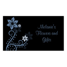 Exquisite Flowers Business Card, Light Blue