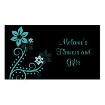 Exquisite Flowers Business Card, Turquoise