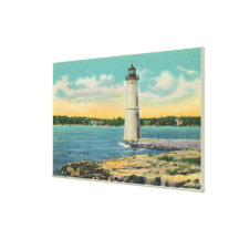 Exterior View of Rock Island Light House Canvas Print