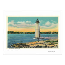 Exterior View of Rock Island Light House Post Card