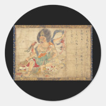 Extermination of evil. Ancient Japanese Art c.1100 Stickers