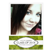 Extra Large Photo Green Girl Graduate Custom Invites