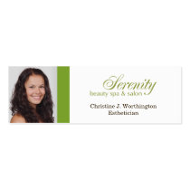 Extra small green custom headshot company logo business cards