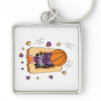 extreme basketball tearing through court key chain