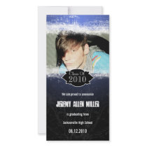 Extreme Grunge Blue Black Graduation Photo Card