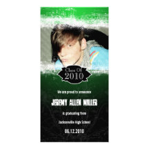 Extreme Grunge Green Black Graduation Photo Card