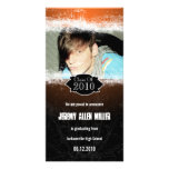 Extreme Grunge Orange Black Graduation Photo Card