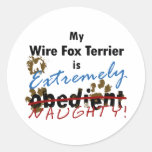 Extremely Naughty Wire Fox Terrier Round Stickers