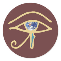 Eye Of Earth gold Round Stickers