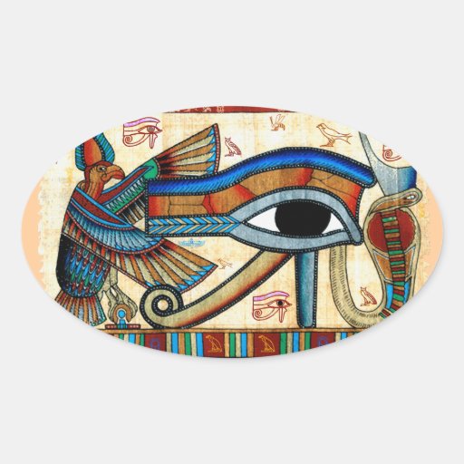 EYE OF HORUS Mystical Egyptian Art Collection Oval Stickers