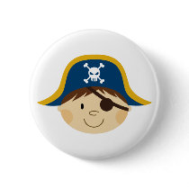 Eyepatch Pirate Captain Button Badge