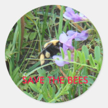 F0002 Bee on purple Wildflower Stickers