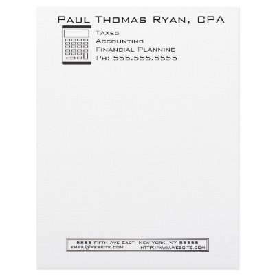 F002 Letterhead - Calculator design by Dazzlemebizcards