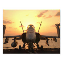F-18 Hornet at sea aboard US Aircraft Carrier Photo