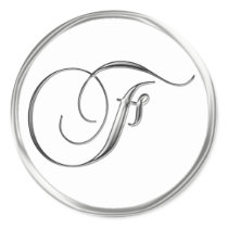F Monogram Letter Sliver On White Wedding Seal Stickers