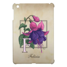 F pour le monogramme fuchsia de fleur étuis iPad mini