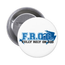 F.R.O.G. - Fully rely on God (blue) buttons