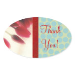 Fab Red with trim & Tulips! Thank You! Oval Sticker