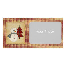 Fabric Snowman Holiday Photo Card