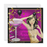 Fabulous 30th Pink Gold Black Birthday Party Custom Announcements