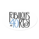 Fabulous 40 black blue Oval Sticker