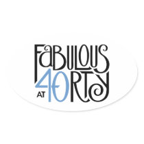Fabulous 40 black blue Oval Sticker