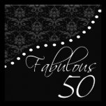 Fabulous 50 Personalized Black Birthday Party invitations