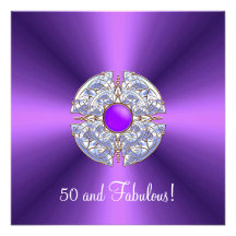 Fabulous 50th Purple Jewel Elegant Birthday Party Invite