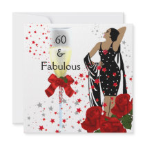 Fabulous 60 60th Birthday Party Red Roses White Personalized Announcements