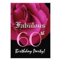 Fabulous 60 Birthday Party Ruby Red Rose W1484 Invites