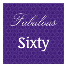Fabulous 60 Birthday Purple Stars Template W1033 Invite