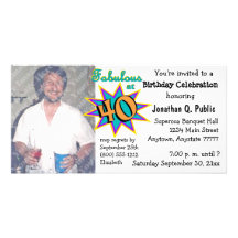 Fabulous At 40 Birthday Party Photo Invitation Photo Card Template
