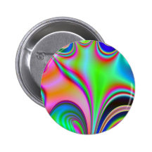 Fabulous Bright Abstract Fractal Art Design Rainbo Buttons